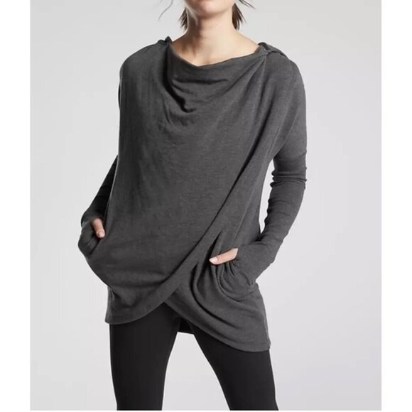 Athleta Womens Hooded Tunic Wrap‎ Top Modal/Polyester Blend S Blue - Picture 10 of 15